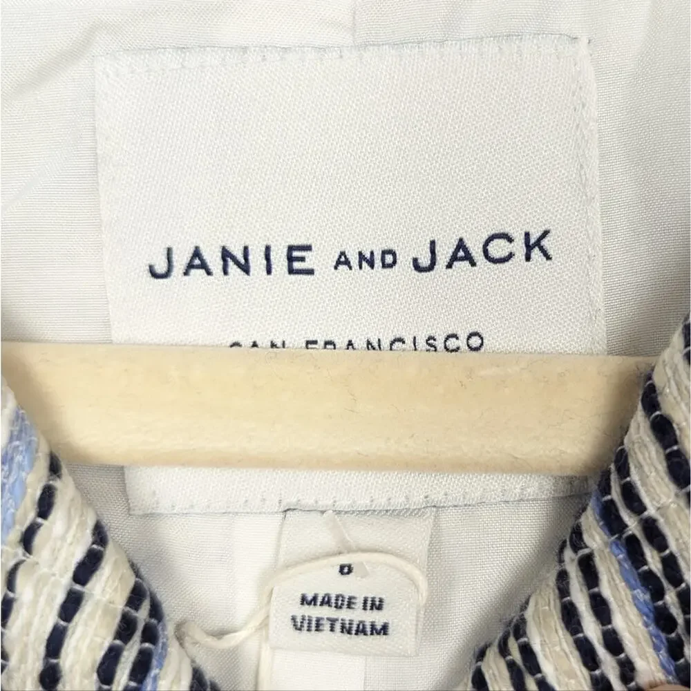 NWT Janie and Jack Blue and White Striped Pearl Snap Jacket Size 6